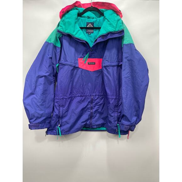 VTG Columbia Anorak 1/4‎ Zip Pullover Jacket Mens Large Purple Aqua Retro Ski - Picture 6 of 9